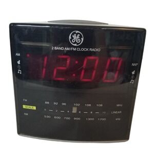 General Electric Clock Radio Sound 2 Band AM/FM Tested WORKS Model 7-4808A